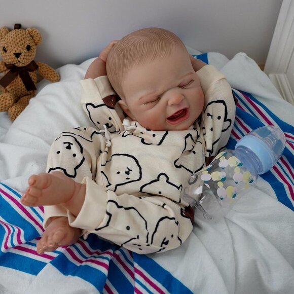 🆕17Inch Full Body Viny Newborn Baby Poseable Limbs Cute Boy Jason Reborn Baby - Picture 6 of 9